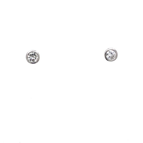 18ct White Gold Rubover Earrings Set With 0.35ct of Diamonds