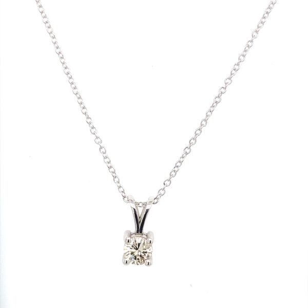 18ct White Gold 0.26ct Round Brilliant Cut Diamond Pendant With Chain