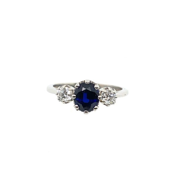 Platinum Trilogy Very Finest Blue 1.19ct Sapphire Ring, with 0.39ct of Diamonds