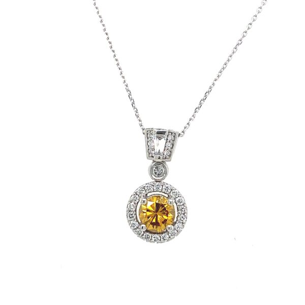 0.55ct Natural Orange Diamond and Platinum Pendant with White Diamonds TDW 1.0ct