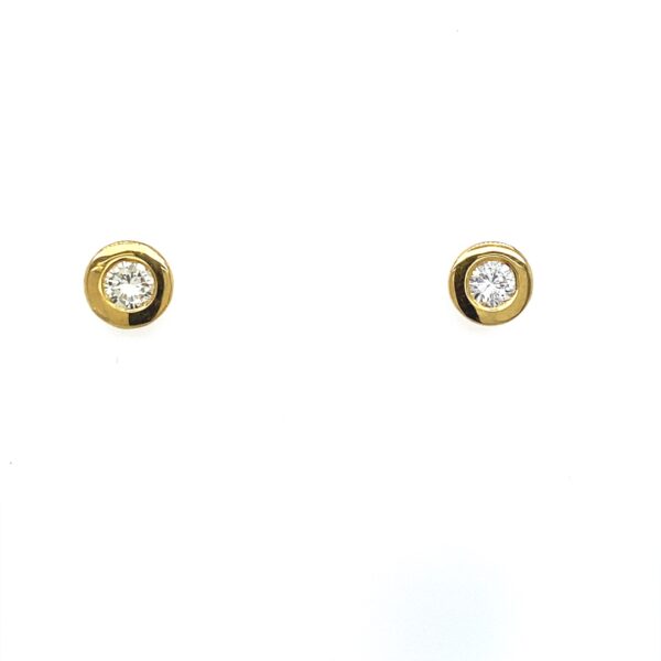 New 18ct Yellow Gold Diamond Studs Earrings, In Rubover Setting, 0.35ct of diamonds