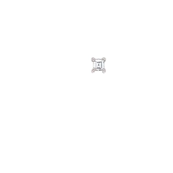New 18ct White Gold Single Caree Cut Square Diamond Stud Earring, 0.07ct G/VS
