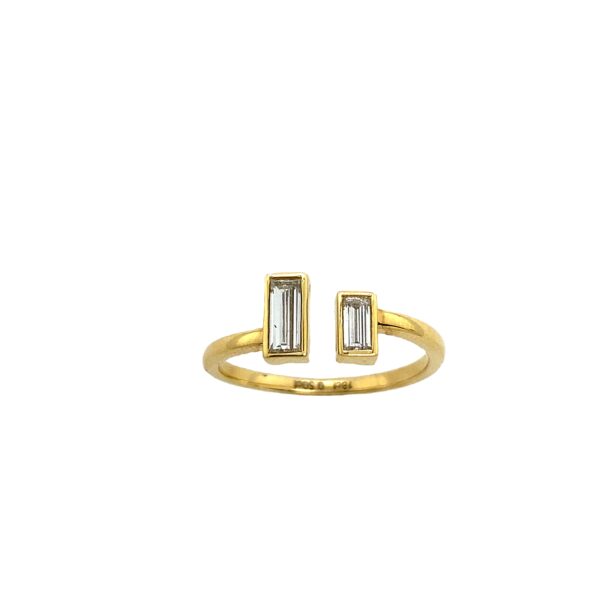 Double Diamond Baguette Ring, Set In 18ct Yellow Gold, With 0.50ct of Baguette Diamonds