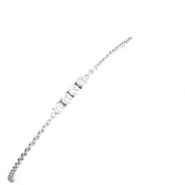 18ct White Gold Tennis/Chain Bracelet, Set With 4 Round Brilliant Cut Diamonds