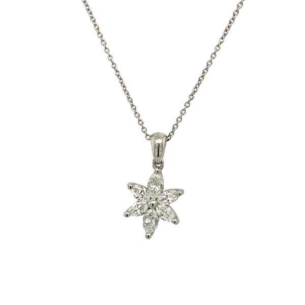Platinum Marquise 6-Stone Pendant, Set With 0.50ct Of Diamonds