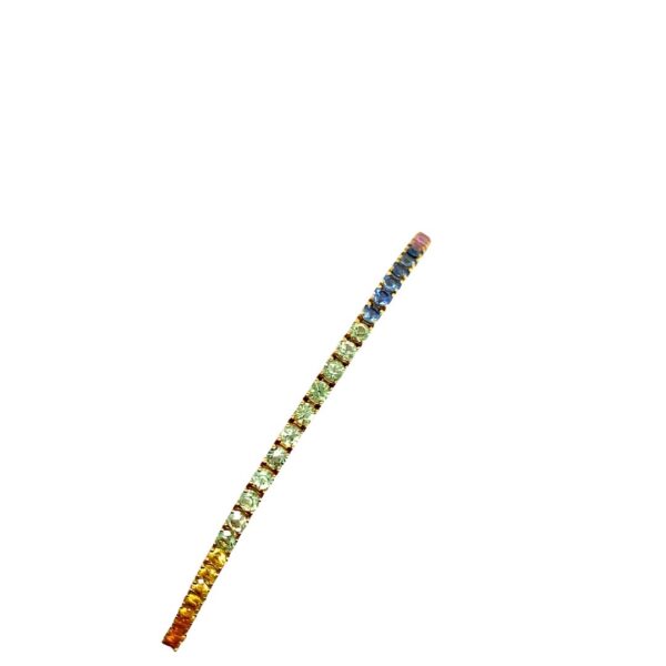 18ct Rose Gold Rainbow Natural Sapphire Tennis Bracelet, Set With 88 Sapphires