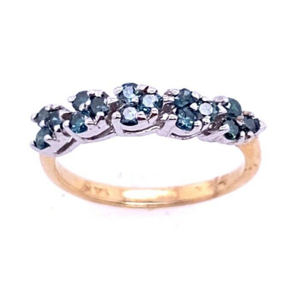 14ct Yellow Gold Natural Blue Treated Diamond Ring