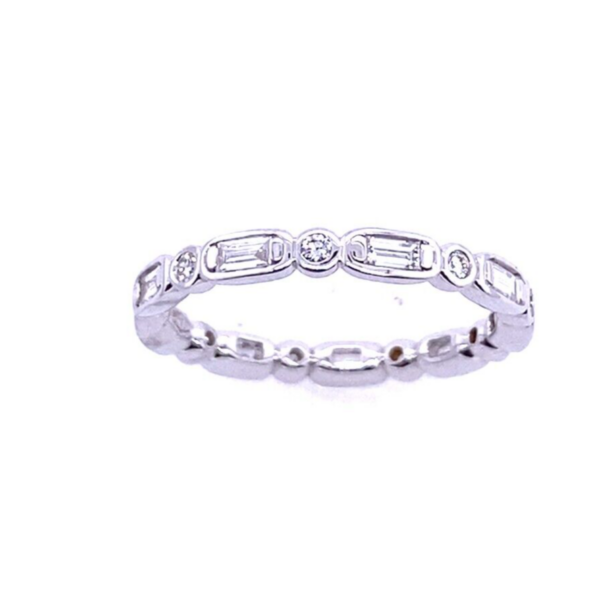 18ct White Gold Baguette & Round 0.52ct Diamond Full Eternity Ring