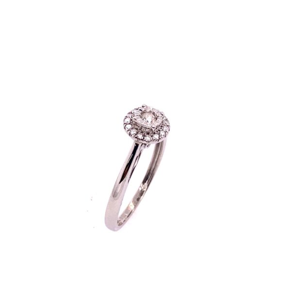 Classic 9ct White Gold Diamond Illusion Halo Cluster Ring Set with 0.15ct
