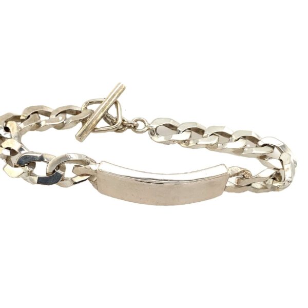 800 Sterling Silver ID Chain Bracelet With T-bar and square Clasp