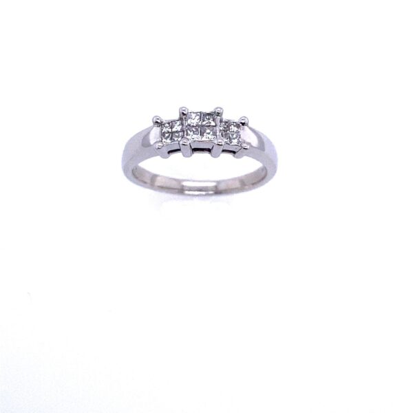 0.40ct Princess Cut Natural Diamond Trilogy Ring Set In 18ct White Gold