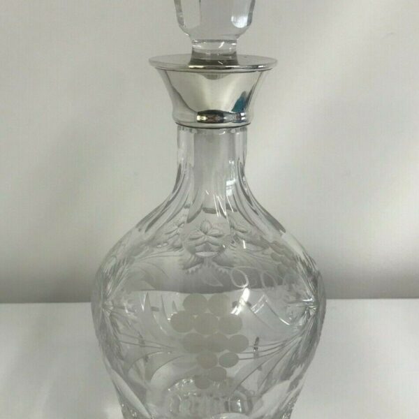 Cut Crystal Decanter with a Sterling Silver Collar Made by CJ Vander Ltd in 1978