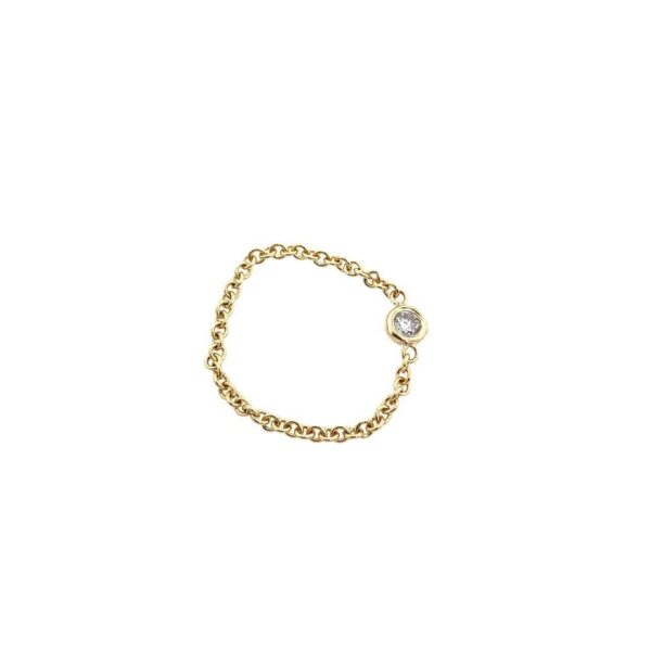 0.065ct I/SI Natural Diamond In Rubover Setting, Chain Link Ring, In 9ct Gold
