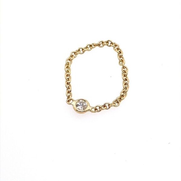 0.045ct H/SI Natural Diamond In Rubover Setting, Chain Link Ring, In 9ct Gold