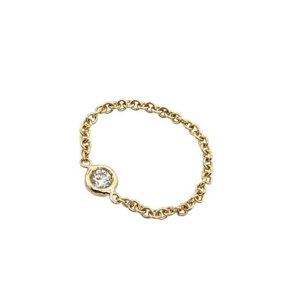 0.09ct H/SI Natural Diamond In Rubover Setting, Chain Link Ring, In 9ct Gold