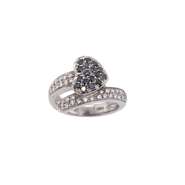 Leo Pizzo 18ct Gold Diamond Heart Shape Crossover Ring, Set With 0.63ct Diamonds