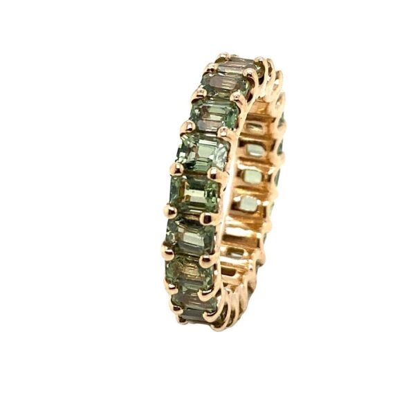 Made by Jewellery Cave Octagonal Green Natural Sapphire Full Eternity Ring