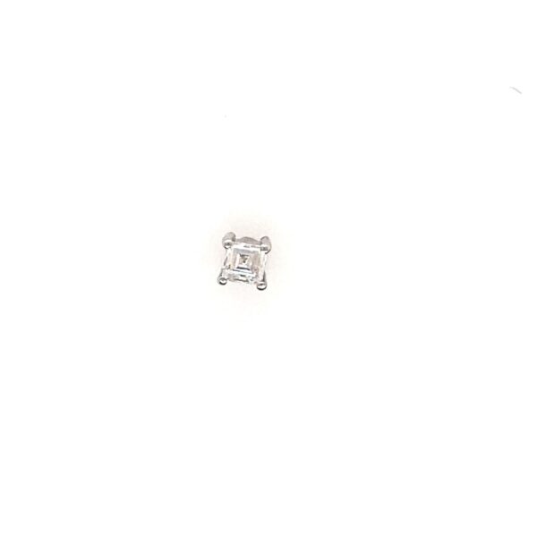 18ct White Gold Single Caree Cut Square Diamond Stud Earring, 0.07ct G/VS