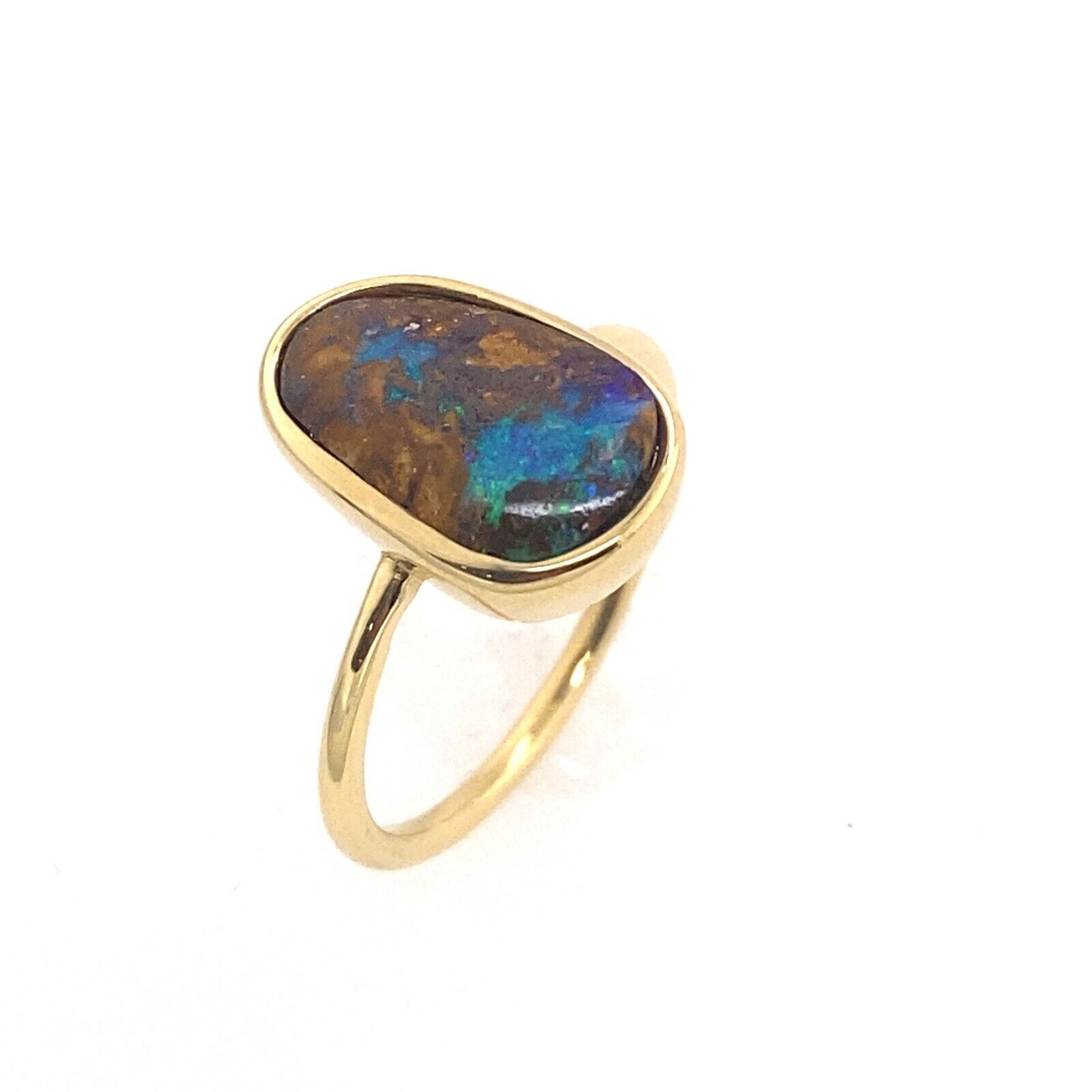 2.08ct Natural Multicolored Opal, Set in Rubover Setting, In 18ct