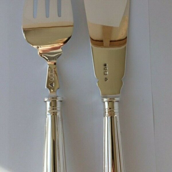 Sterling Silver Fork and Knife Fish Servers by Garrard & Co from 1968 & 1971