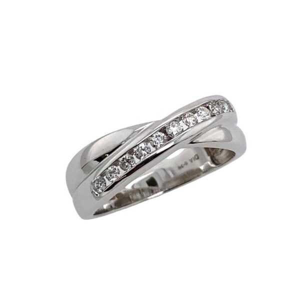 18ct White Gold Diamond Set Channel Set Crossover Ring, With 0.25ct Of Diamonds