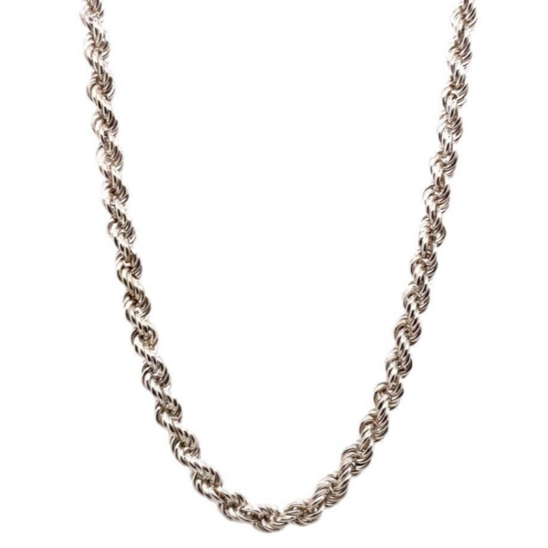 17.5" Solid Silver Rope Chain Necklace in Very Good Condition, 20.1g