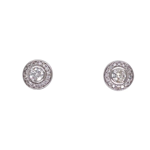 18ct White Gold Halo Diamond Earrings Set With 1.0ct Of Diamonds