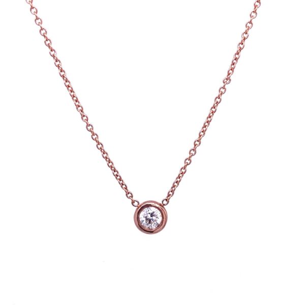 0.18ct Round Brilliant Cut Diamond Set In 9ct Rose Gold On A 16'' To 18''