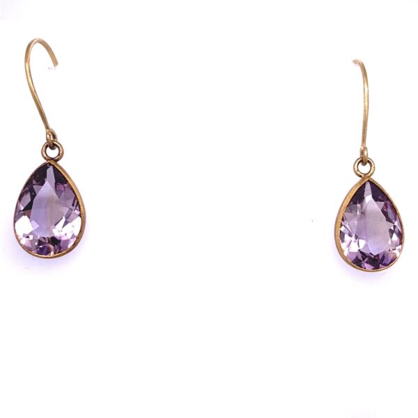 Handmade 18ct Yellow Gold & Silver Large Amethyst Drop Earrings