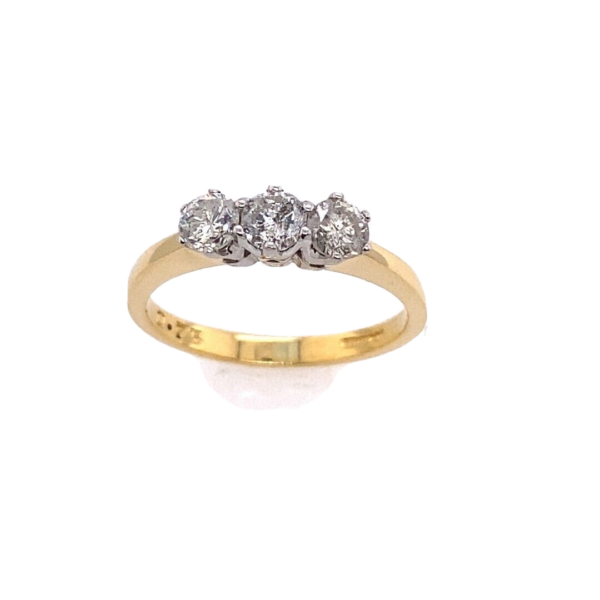 Classic 18ct Yellow Gold 3-Stone Trilogy Ring, Set With 3-Diamonds, 0.75ct