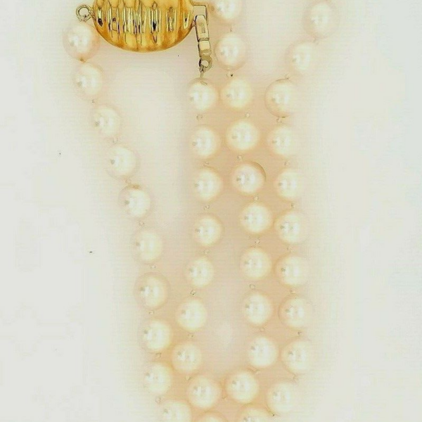 Fine Quality 9mm Cultured Pearl Necklace With 18ct Yellow Gold Fluted Clasp