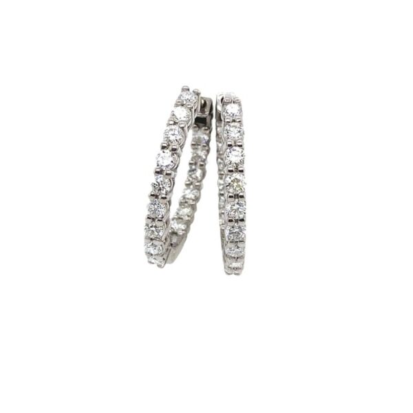 14ct White Gold Natural Diamond Hinged Hoop Earrings, Set With 1.80ct