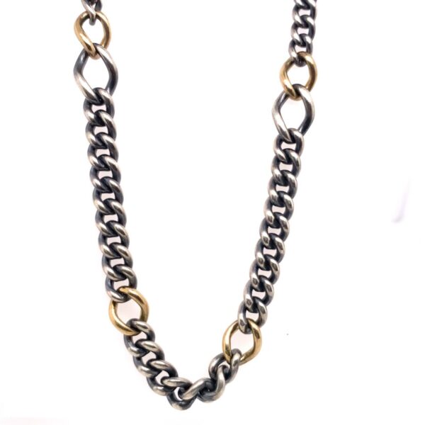 Hum 18ct Yellow Gold & Silver Curb Chain Necklace With Twist-Lock Closure