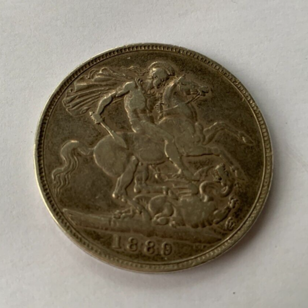 1889 Victorian Jubilee Head Silver Crown Coin Fine Condition