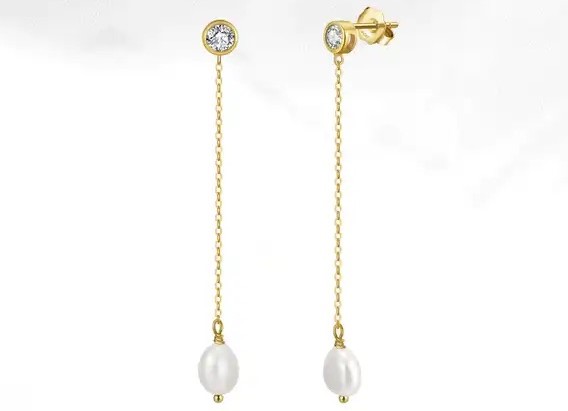 925 Sterling Silver Freshwater Cultured Pearl Drop Dangle Earrings 8mm Pearl Long Tassel Drop Earrings