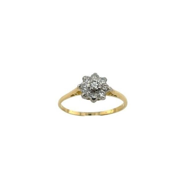 Vintage 18ct Yellow & White Gold Diamond Cluster Ring, Set With 0.25ct