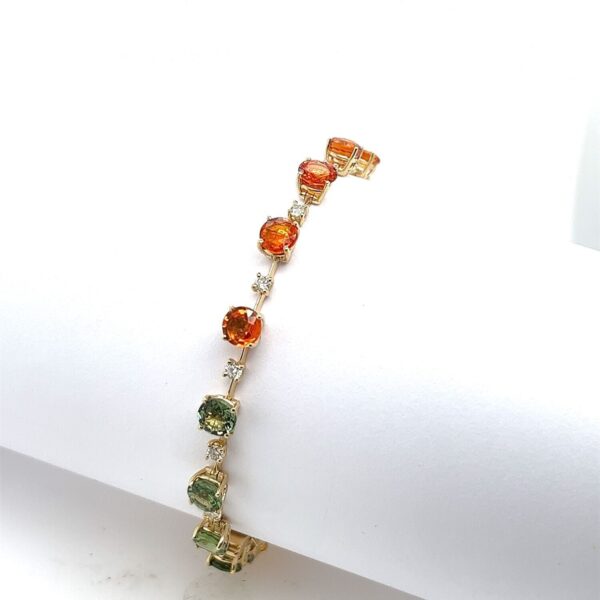 14ct Yellow Gold Rainbow Colour Sapphires and Diamonds Bracelet