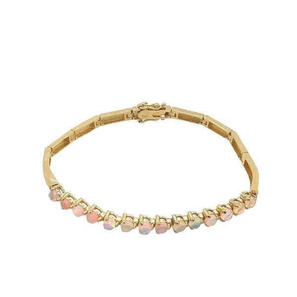 18ct Yellow Gold Natural Opal Bracelet, Set With 14 Opals, 2.10ct