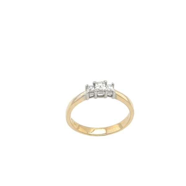3-Stone Diamond Ring, Set With 0.35ct of Diamonds In 18ct Yellow & White Gold