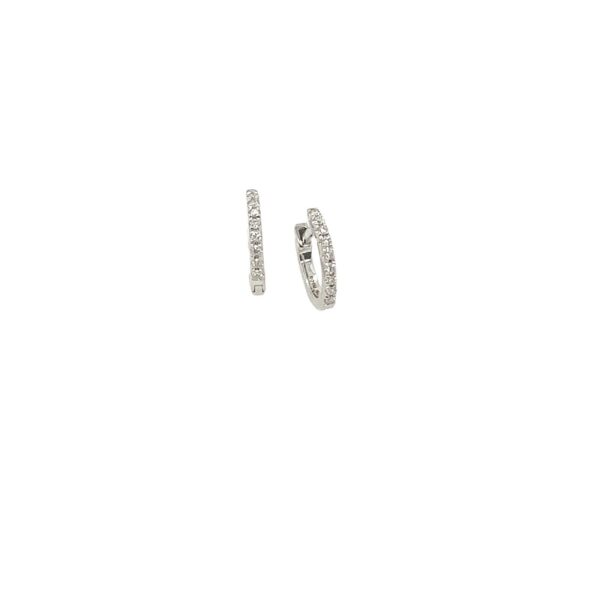 18ct White Gold Diamond Hoop Earrings, Set With 0.08ct Of Round Diamonds, 9mm