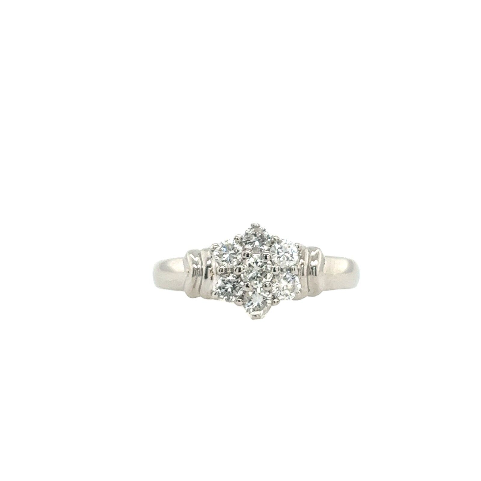 9ct White Gold Diamond Cluster Dress Ring Set With 0.45ct Natural Diamonds  - Jewellery Cave London