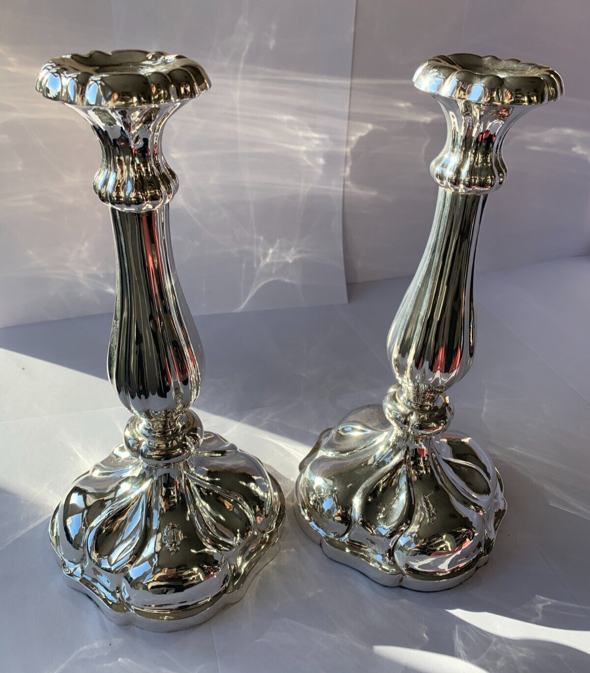 Fine Pair of Austrian Sterling Silver Candlesticks
