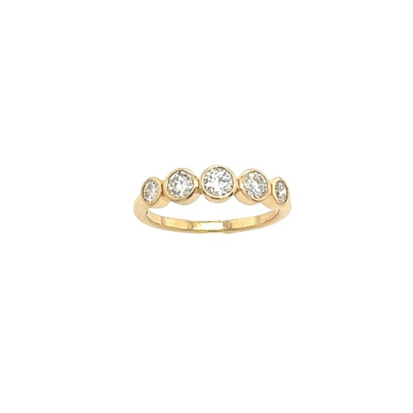 5-Stone Diamond Ring,Set With 0.70ct H/SI1 Round Brilliant Diamonds In 18ct Gold