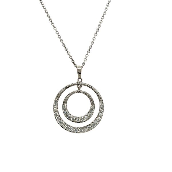 18ct White Gold Diamond Circle Pendant Set With 0.50ct Diamonds