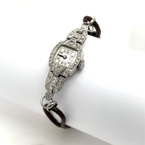 Platinum Diamond Watch with Leather Strap