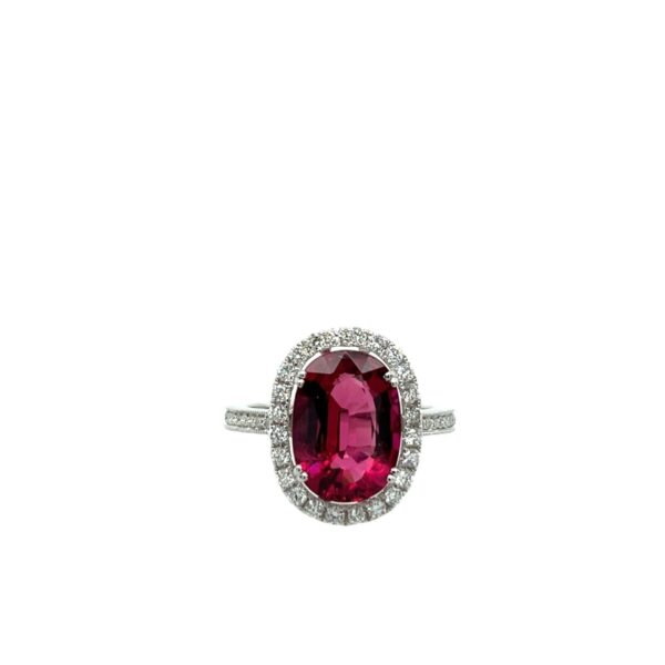 4.23ct Pink Tourmaline & Diamond Ring Set In 18ct White Gold