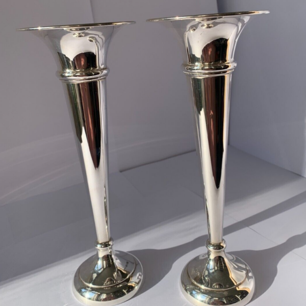 Pair of Sterling Silver Fluted Bud Vases by Sanders & Mackenzie in 1965