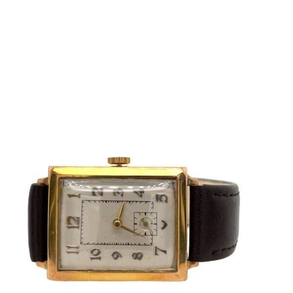 9ct  Yellow Gold Mens Watch with Leather Strap