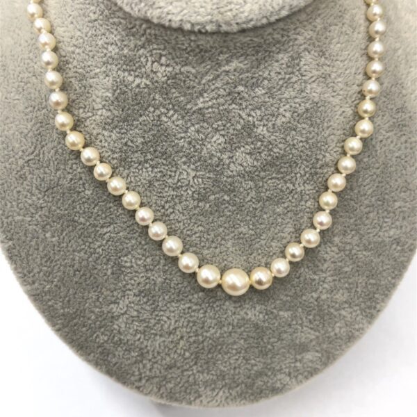 Vintage 2 Row 7mm Cultured Pearl Necklace With 14ct Yellow Gold Clasp