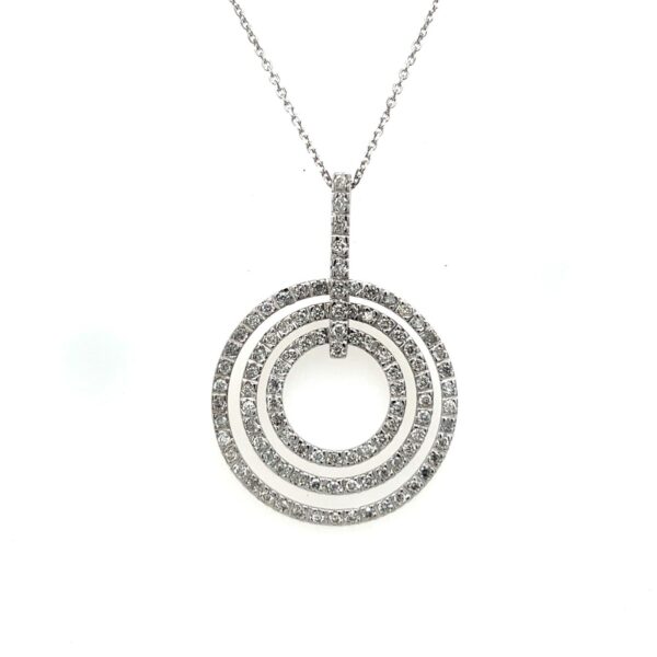18ct White Gold Diamond Circle Pendant Set With 1.0ct Natural Diamonds